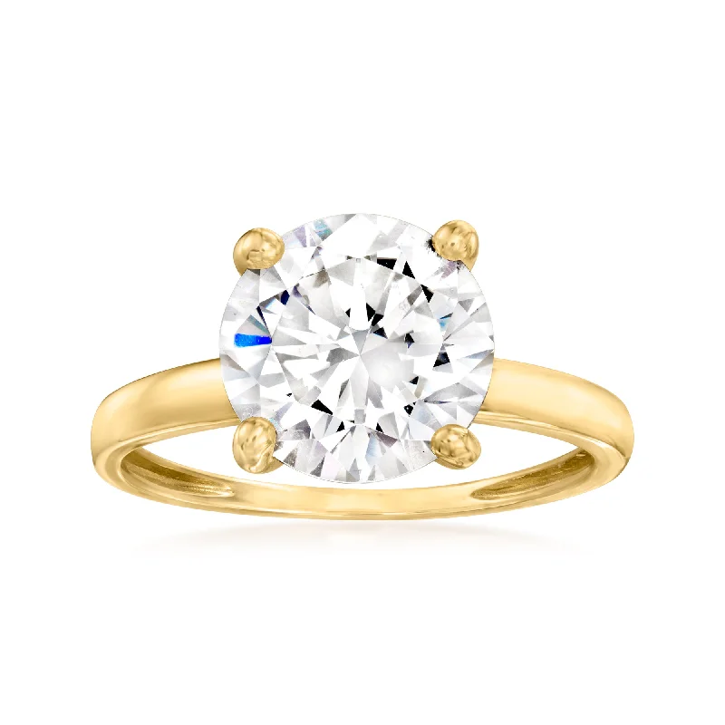 women diamond engagement rings -Ross-Simons CZ Solitaire Ring in 14kt Yellow Gold