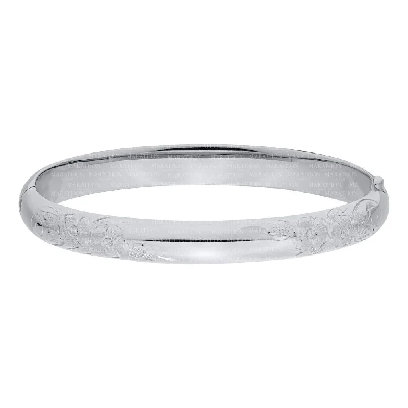 women trendy bangles -Sterling Silver 8mm Engraved Bangle Bracelet