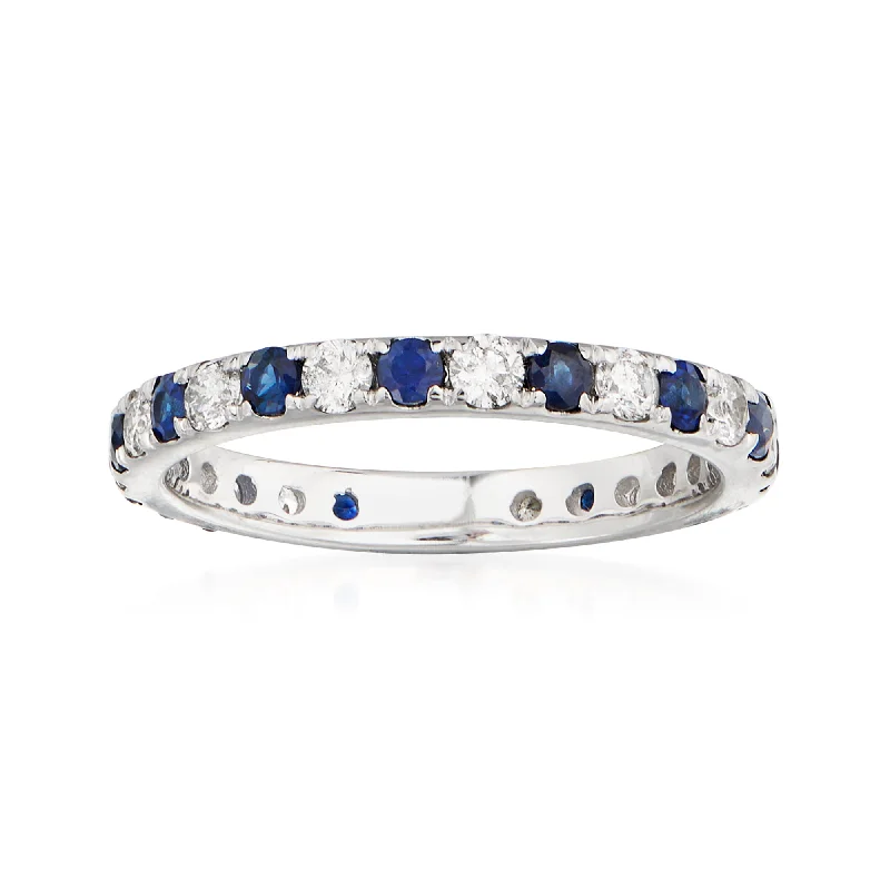 women affordable engagement rings -Ross-Simons Sapphire and . Diamond Eternity Ring in 14kt White Gold