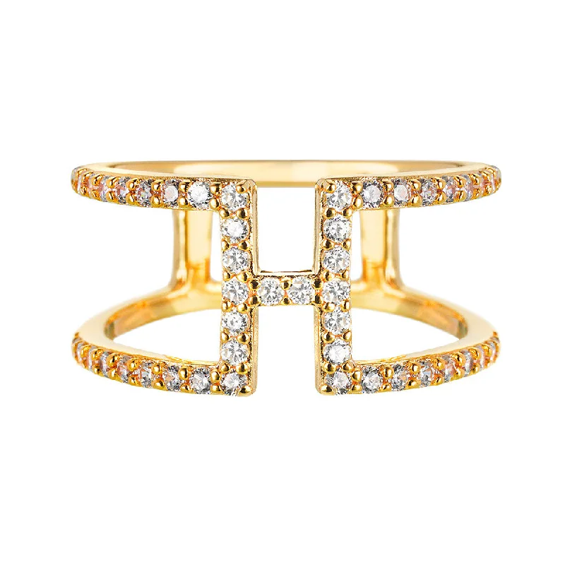 women luxury engagement rings -Yellow Gold H Ring