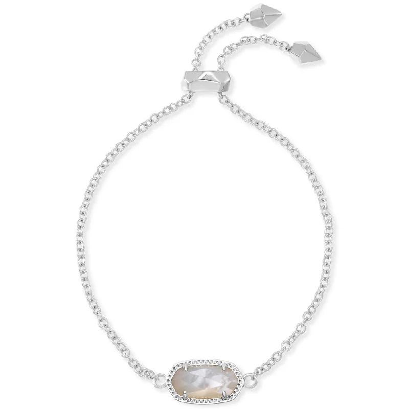 women cuff bracelets -Kendra Scott Elaina Adjustable Chain Bracelet in Ivory Mother-of-Pearl