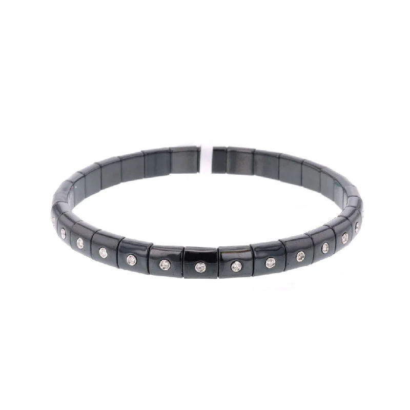 women elegant bangles -0.30 ctw Diamond Stretch Ceramic Bracelet