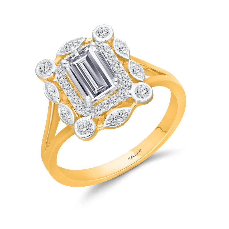 women matching rings -Kallati 1.30ctw Lab Grown Diamond Halo Ring