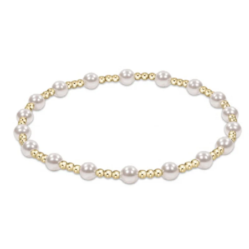 women minimalist bracelets -enewton 6.25" Sincerity Pattern 4mm Bead Bracelet - Pearl