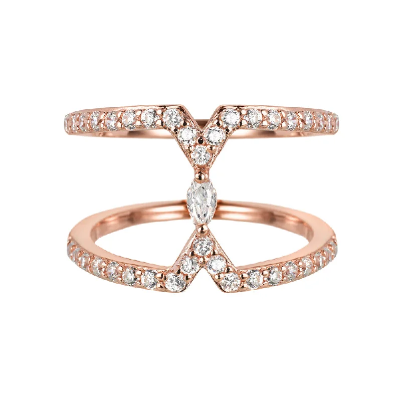 women cubic zirconia wedding rings -Rose Gold Marquise Ring