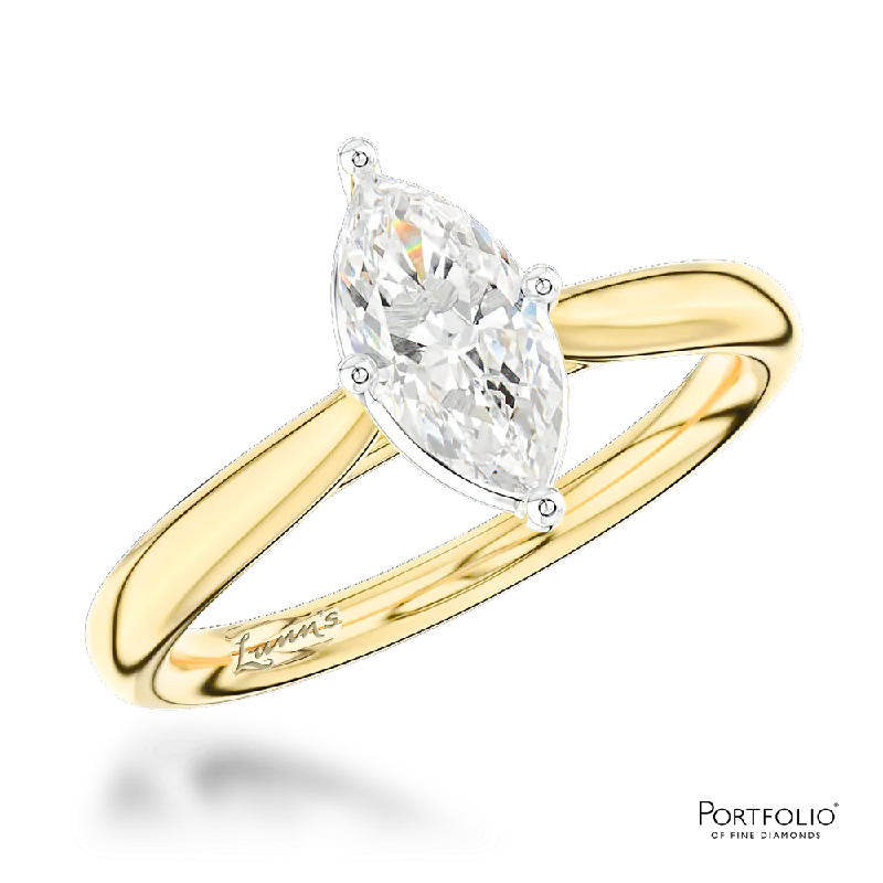 women chic rings -Solitaire 0.50ct G SI1 Diamond Yellow Gold/Platinum Ring