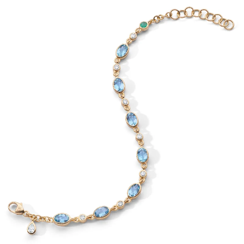 women beaded bangles -Aquamarine Tennis Bracelet in 18K Gold