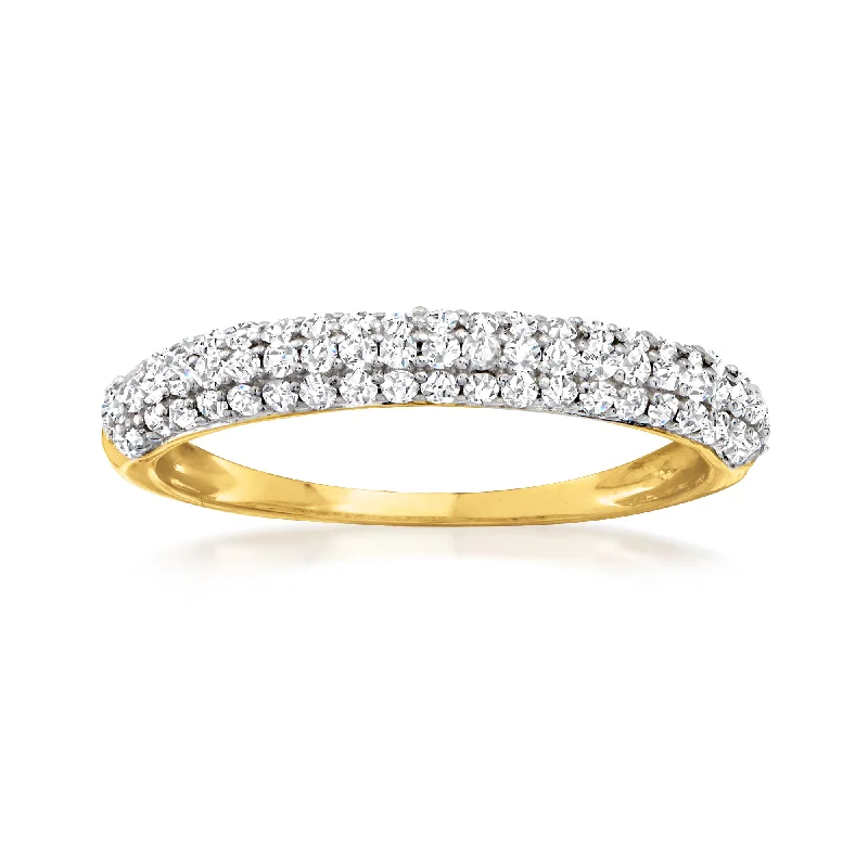 women high-quality engagement rings -Ross-Simons Pave Diamond Ring in 14kt Yellow Gold