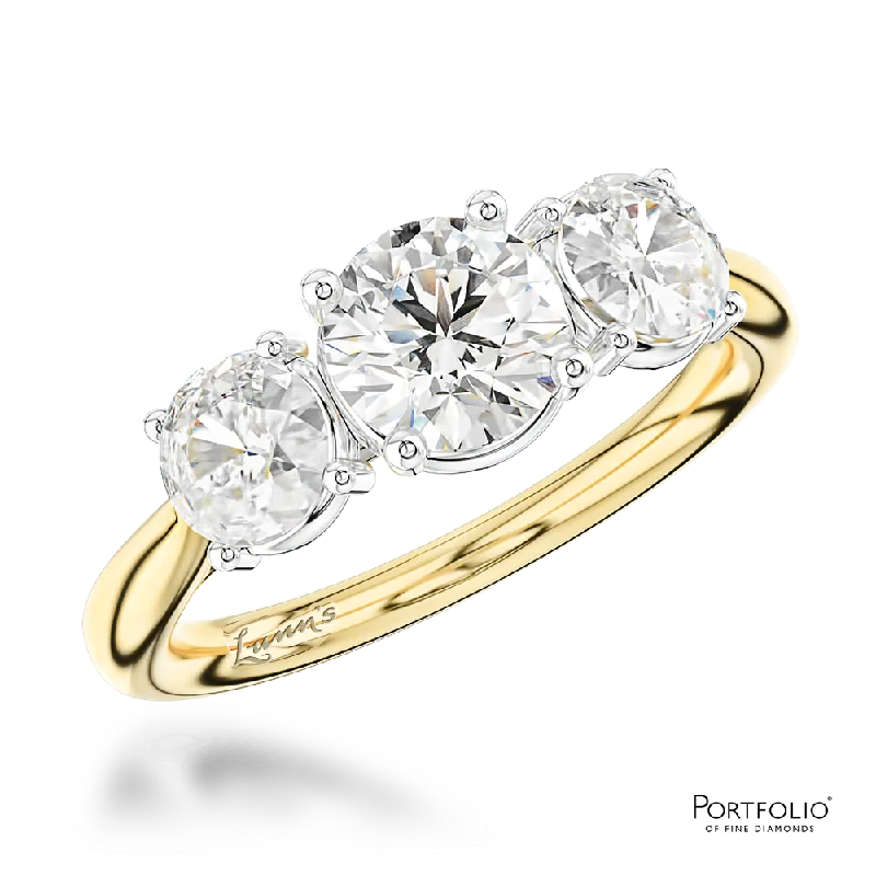 women birthstone rings for women -Three Stone 0.70ct G SI1 Diamond Yellow Gold/Platinum Ring