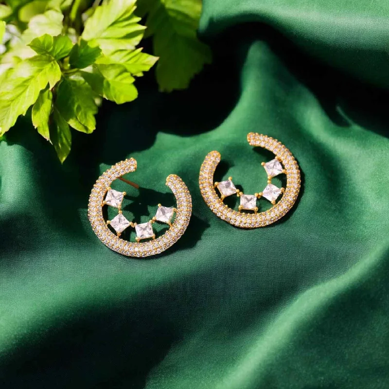 women gemstone earrings -Golden Solveig Zirconia Studs