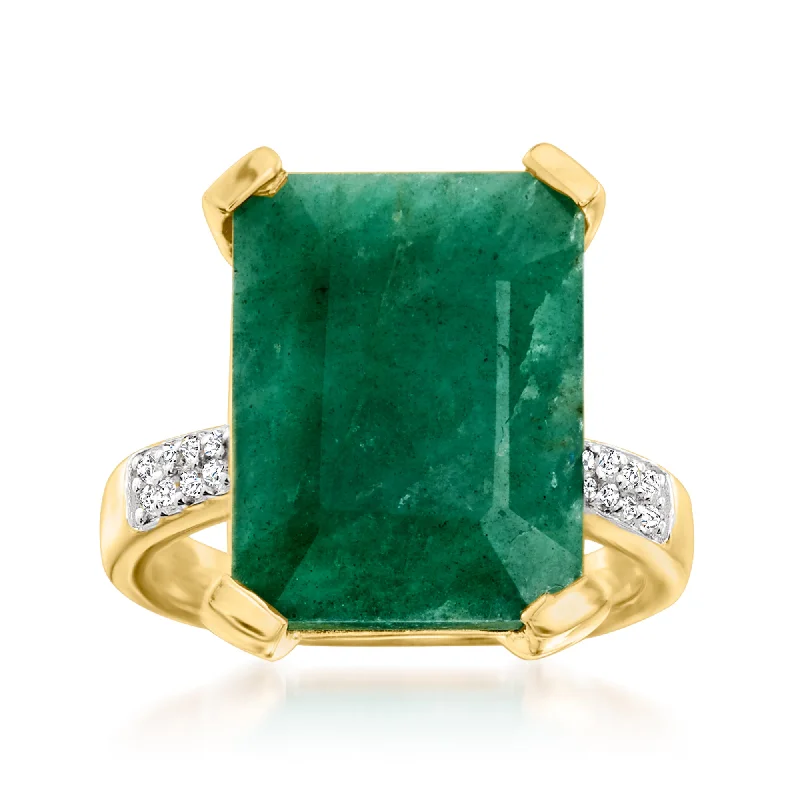 women classic solitaire engagement rings -Ross-Simons Emerald and . White Topaz Ring in 14kt Gold Over Sterling