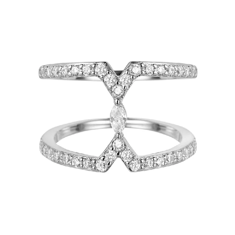 women gold wedding rings -Silver Marquise Ring