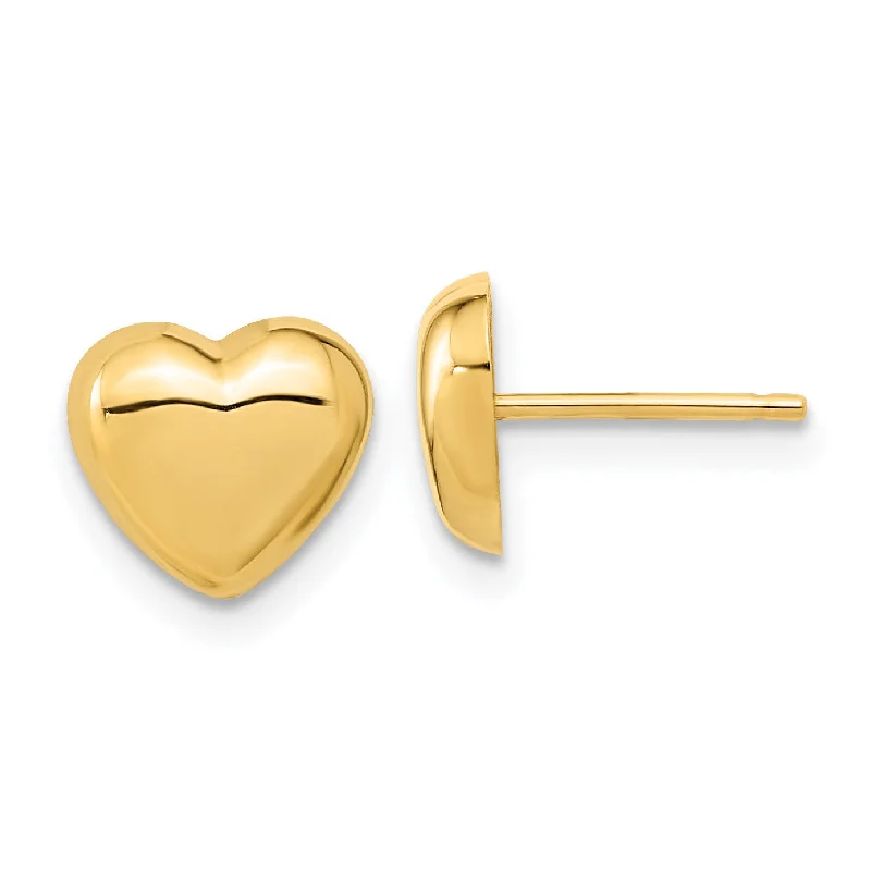 women unique earrings -14KT Yellow Gold 7.8X8.6MM Heart Earrings