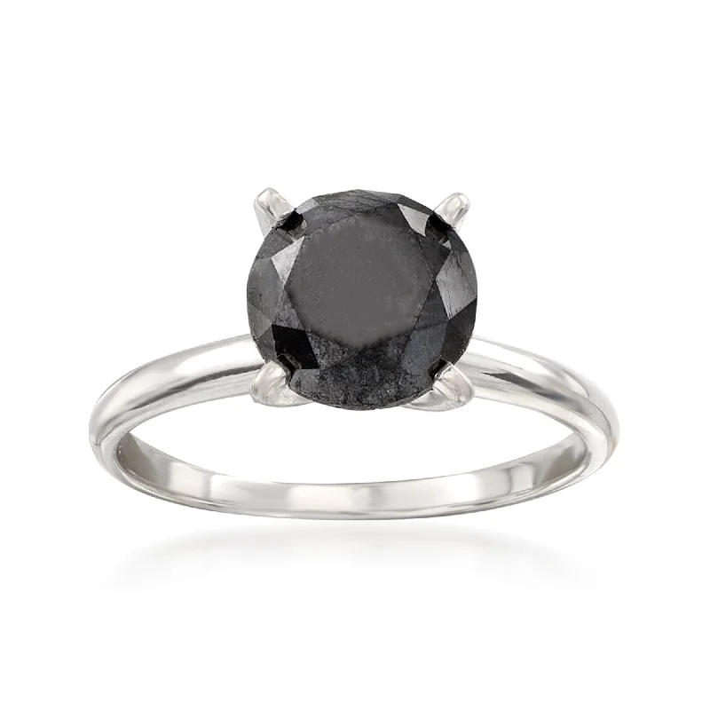 women classic solitaire engagement rings -Ross-Simons Black Diamond Solitaire Ring in 14kt White Gold