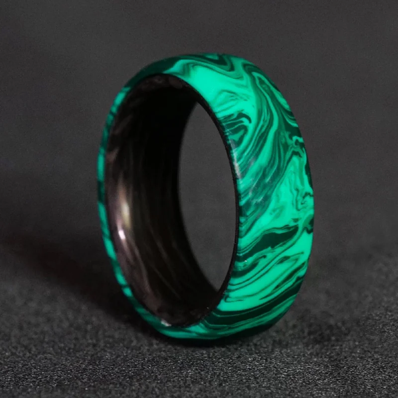 women matching rings -Malachite Trustone and Carbon Fiber Ring