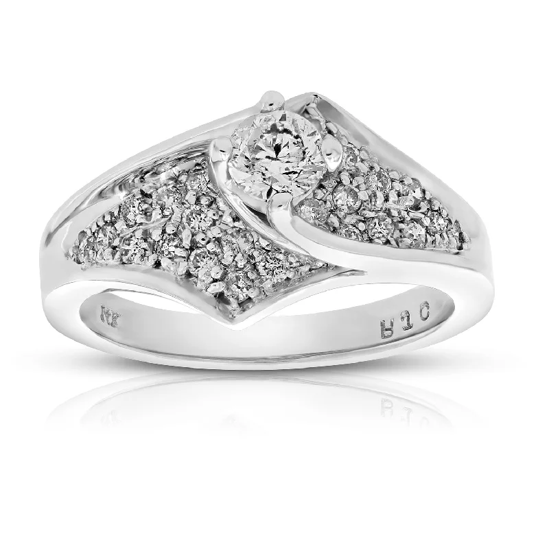 women custom engagement ring designs -0.80 cttw Diamond Engagement Ring 14K White Gold Wedding Bridal