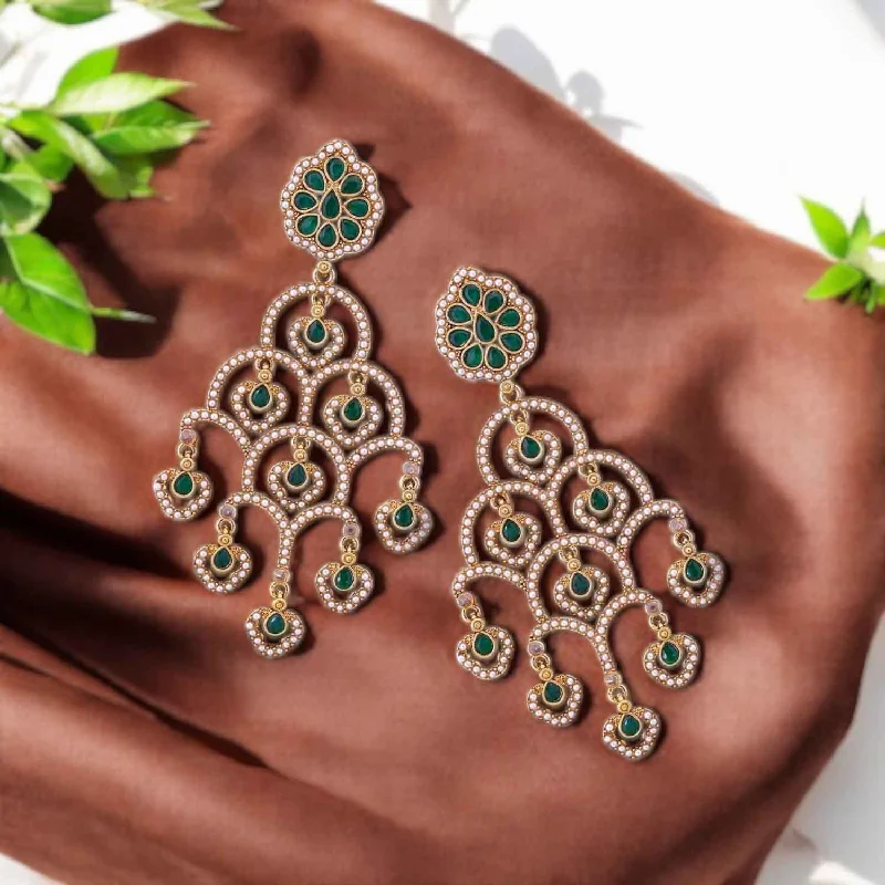 women large hoop earrings -Emerald Maalai Danglers