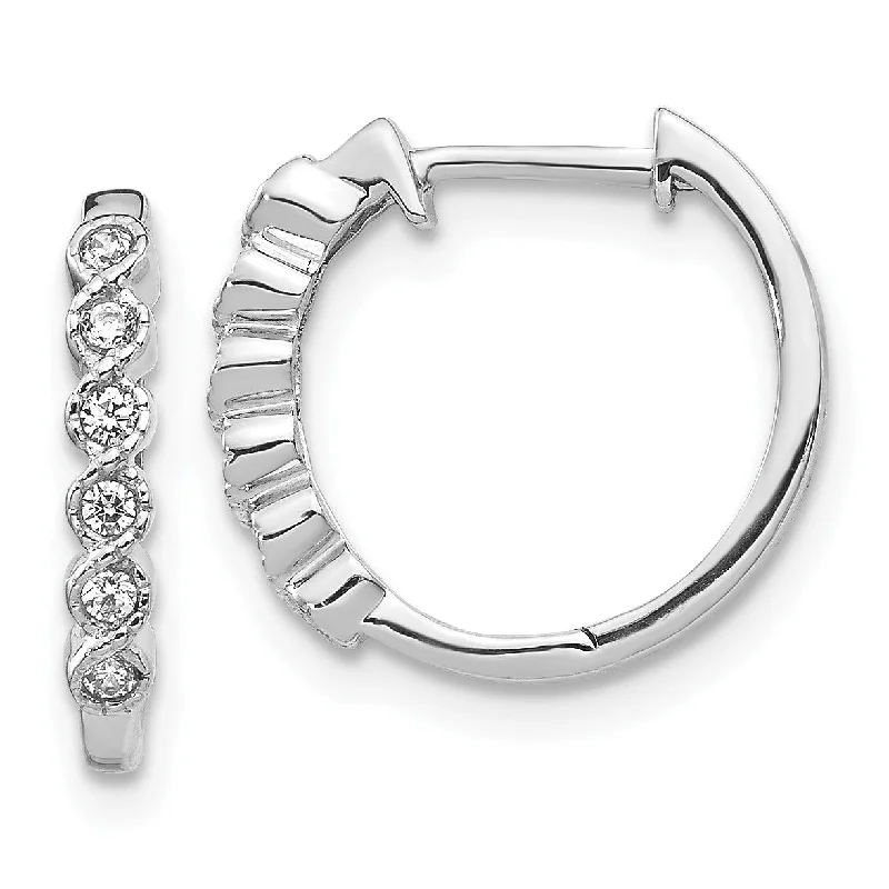 women big earrings -1/8 CTW Diamond Hoop Earrings in 14KT White Gold