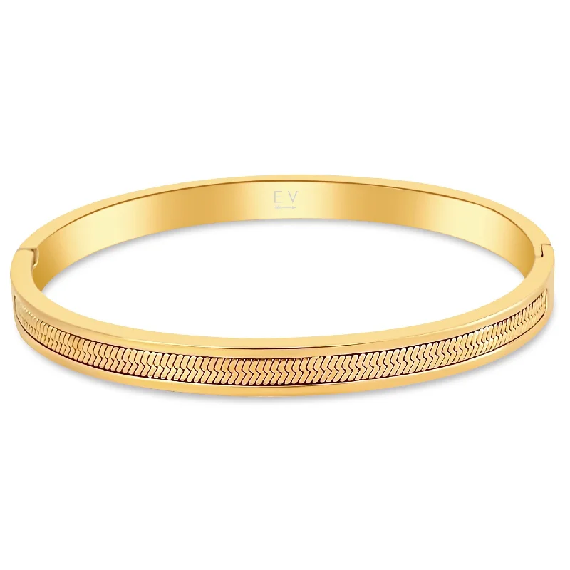 women elegant bangles -Nic Herringbone Bangle Bracelet