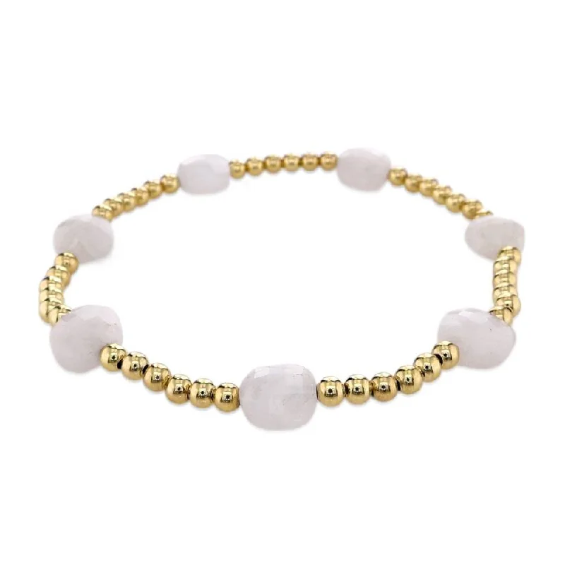 women men’s leather bracelets -enewton 6.25" Admire Gold 3mm Bead Bracelet - Moonstone