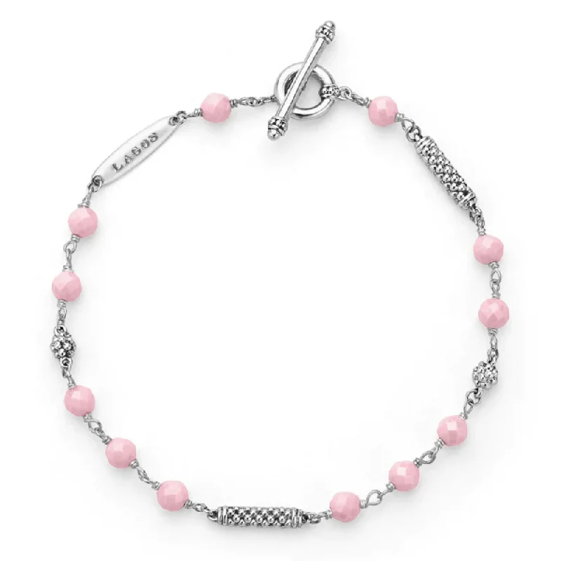 women fashion bangles -Lagos Caviar Icon Pink Ceramic Beaded Bracelet