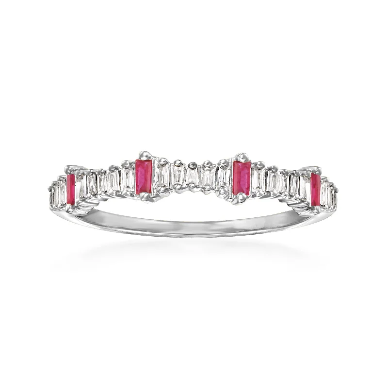 women diamond eternity bands -Ross-Simons Diamond and . Ruby Ring in 14kt White Gold