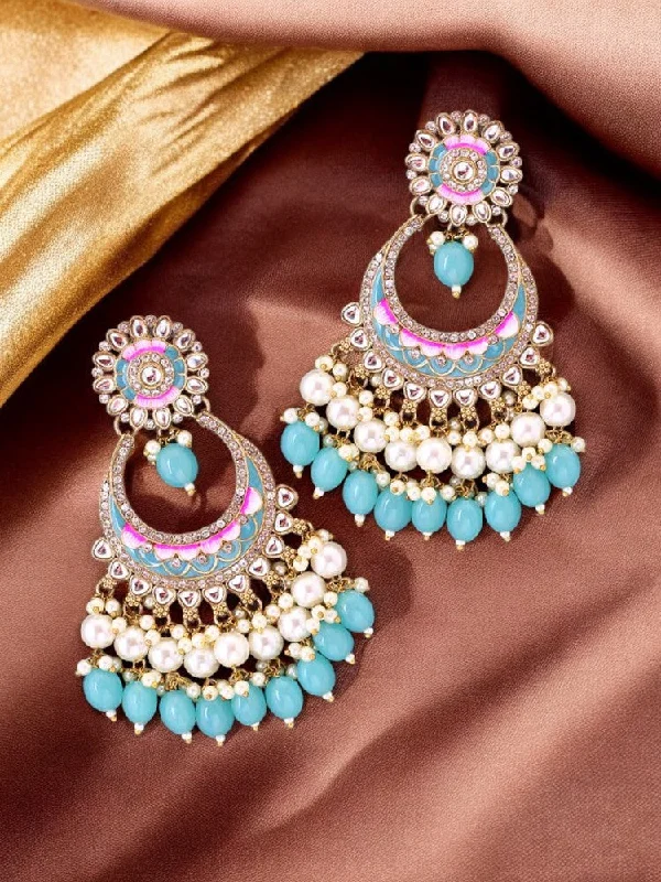 women wedding earrings -Turquoise Aanshi Chandbalis