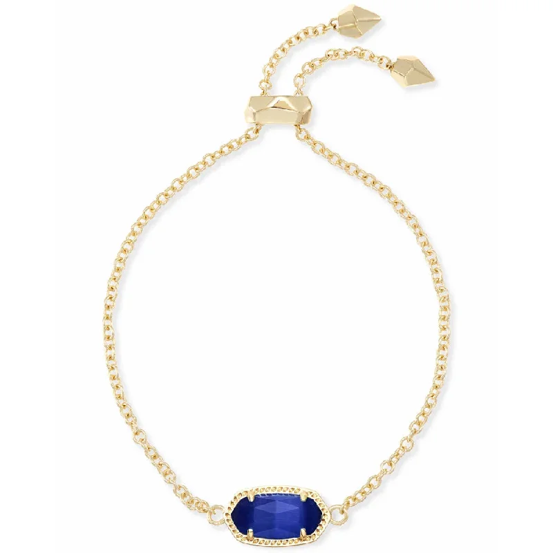 women gemstone bangles -Kendra Scott Elaina Adjustable Chain Bracelet in Cobalt Cats Eye