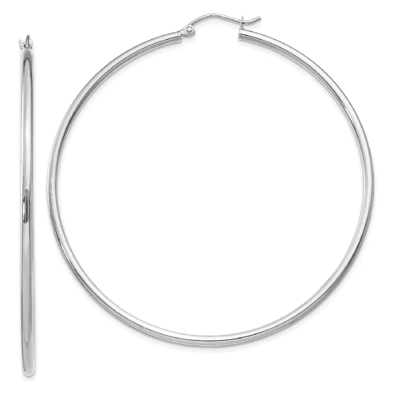 women custom earrings -10KT White Gold 56X2MM Hoop Earrings