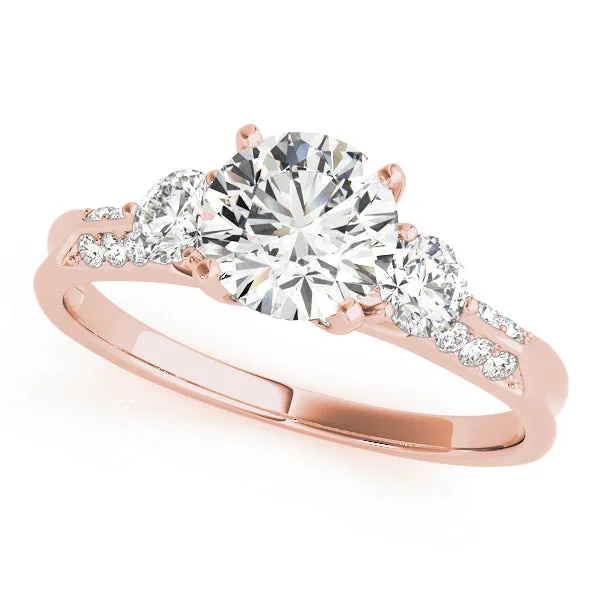 women vintage engagement ring sets -14kt Rose Gold Three Stone Engagement Ring Setting