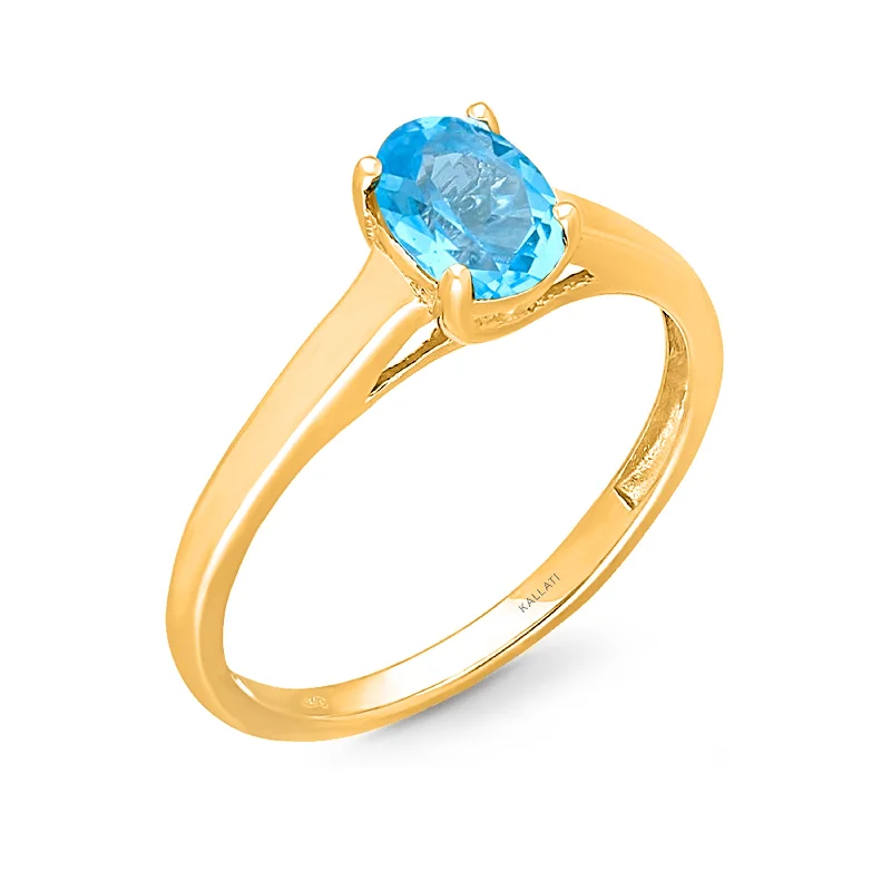 women gold-plated rings -Kallati Blue Topaz Ring