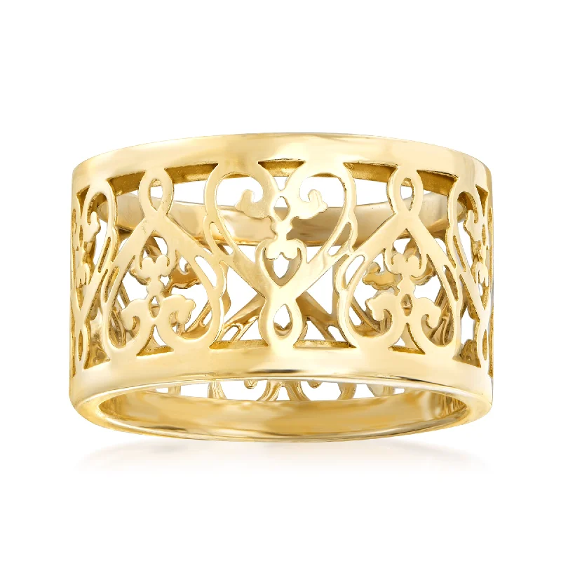 women vintage engagement ring sets -Ross-Simons Italian 14kt Yellow Gold Filigree Heart Ring