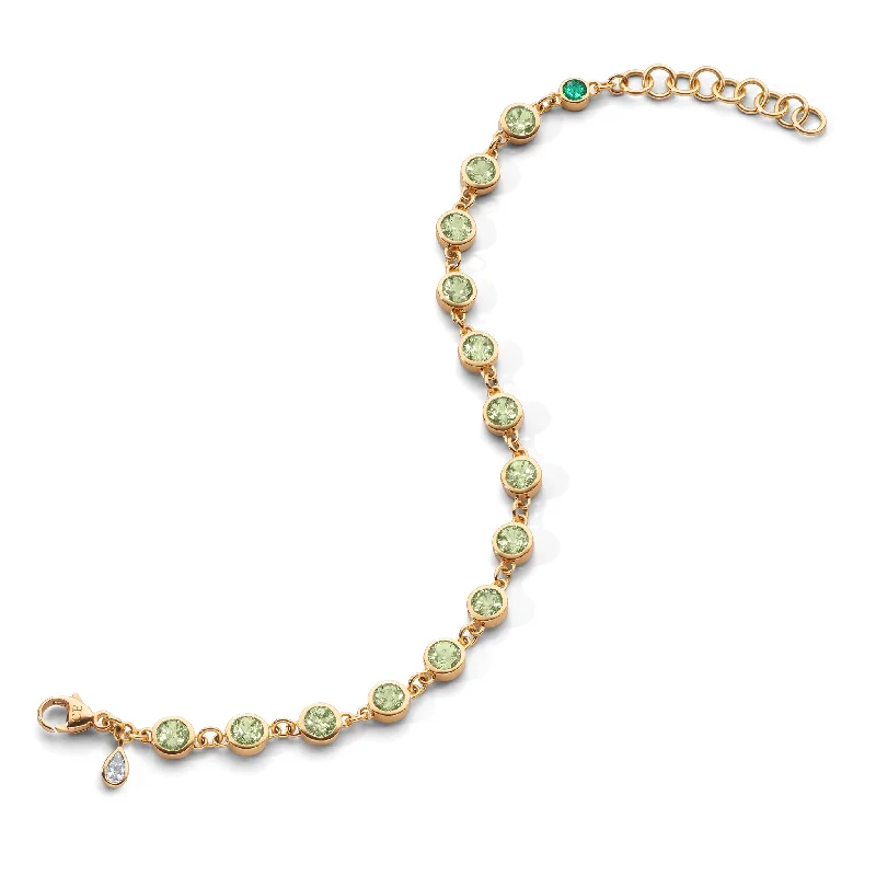 women chic bracelets -Peridot Tennis Bracelet in 18K Gold