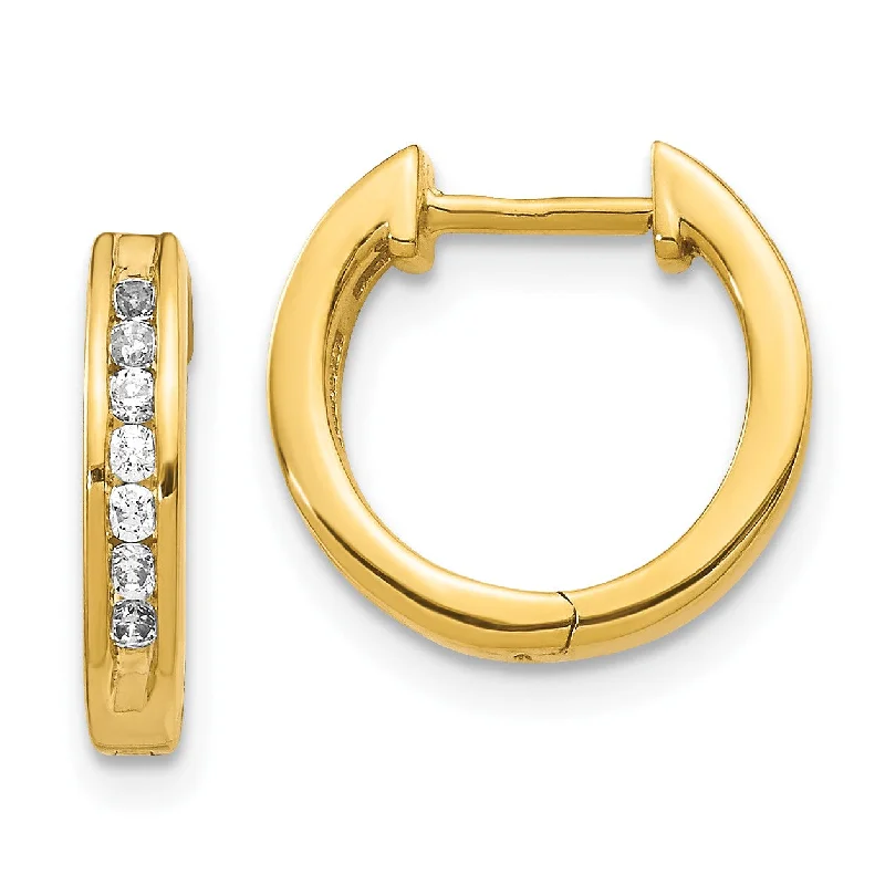 women gold stud earrings -1/4 CTW Diamond Hoop Earrings in 14KT Yellow Gold