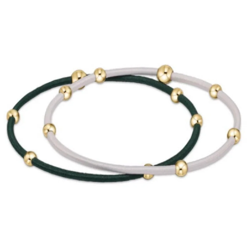 women chic bangle bracelets -enewton "e"ssentials Gameday Green-White Hair Bracelets - Set of 2