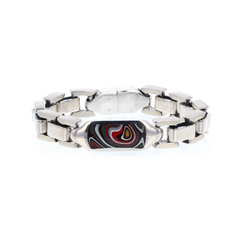 women gold bangles -Fordite Sterling Silver Bracelet