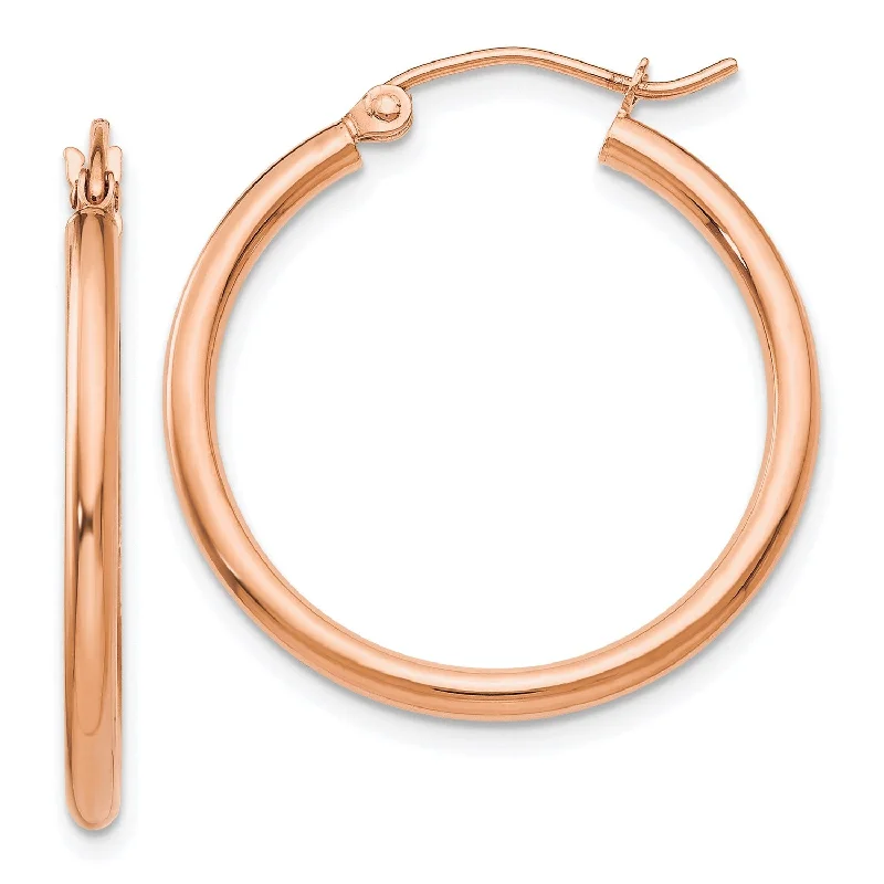 women handmade earrings -14KT Rose Gold 25X2MM Hoop Earrings