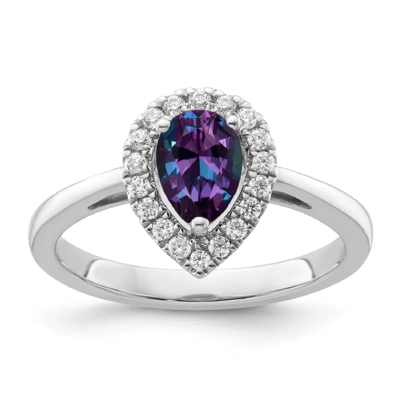 women adjustable wedding rings -Alexandrite Diamond Halo Ring