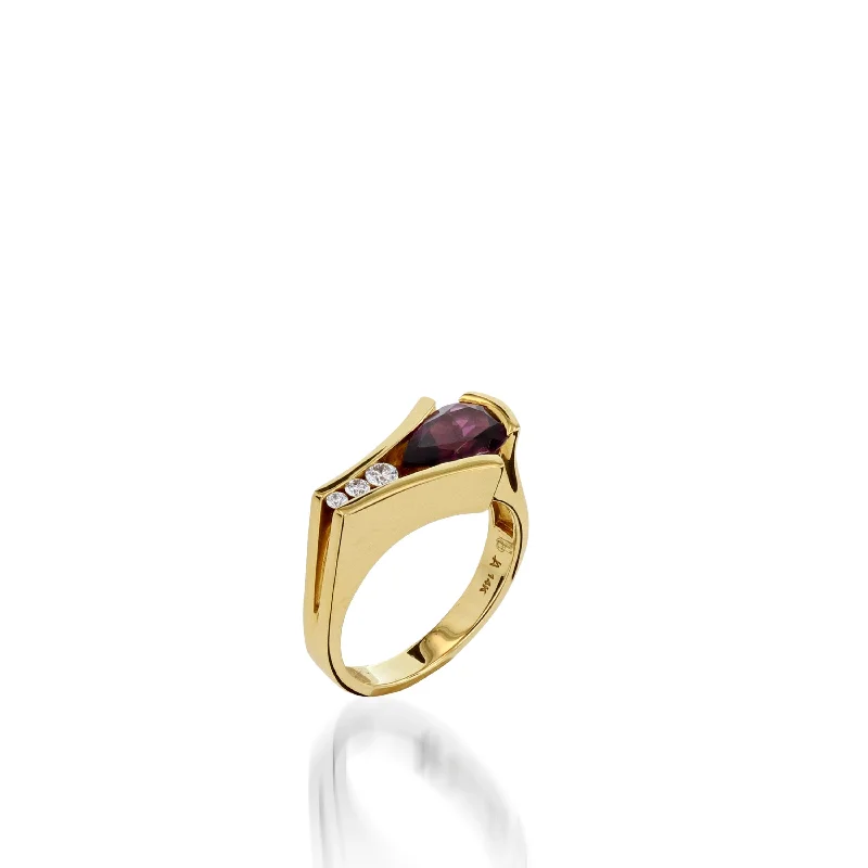 women unique rings -Venture Small Gemstone Ring with Diamonds