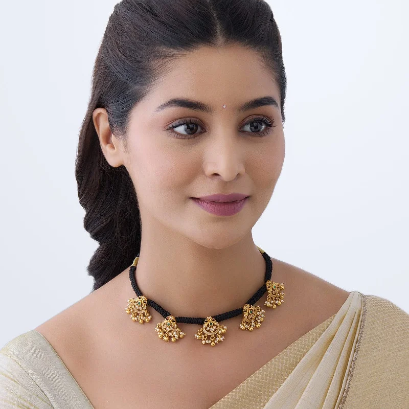 women layered gold necklaces -Silver Temple Necklace 165775