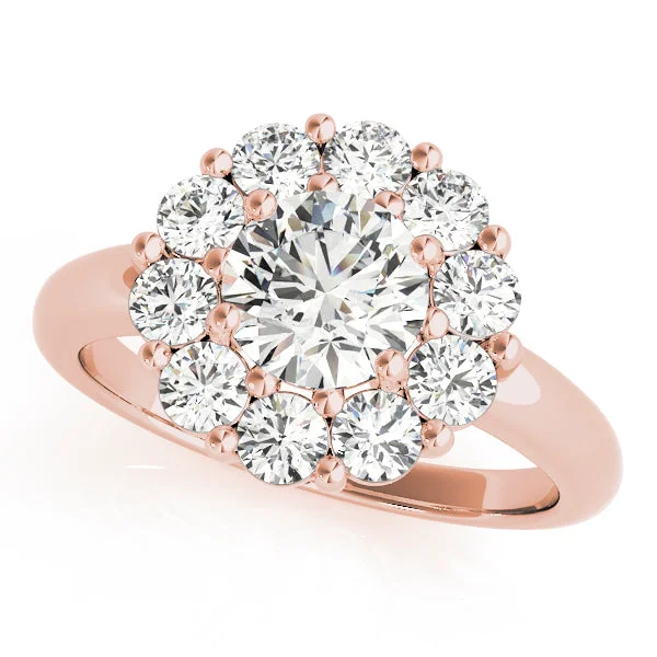 women classic princess-cut engagement rings -14kt Rose Gold Halo Engagement Ring Setting