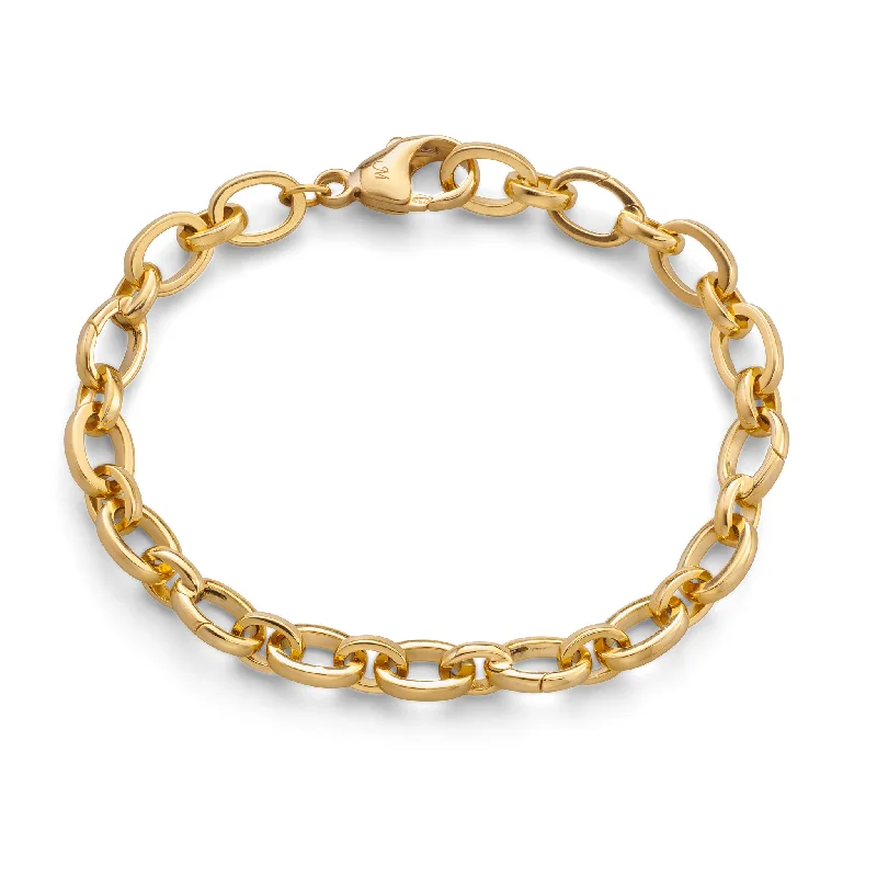 women silver bangles -"Audrey" Link Charm Bracelet in 18K Yellow Gold