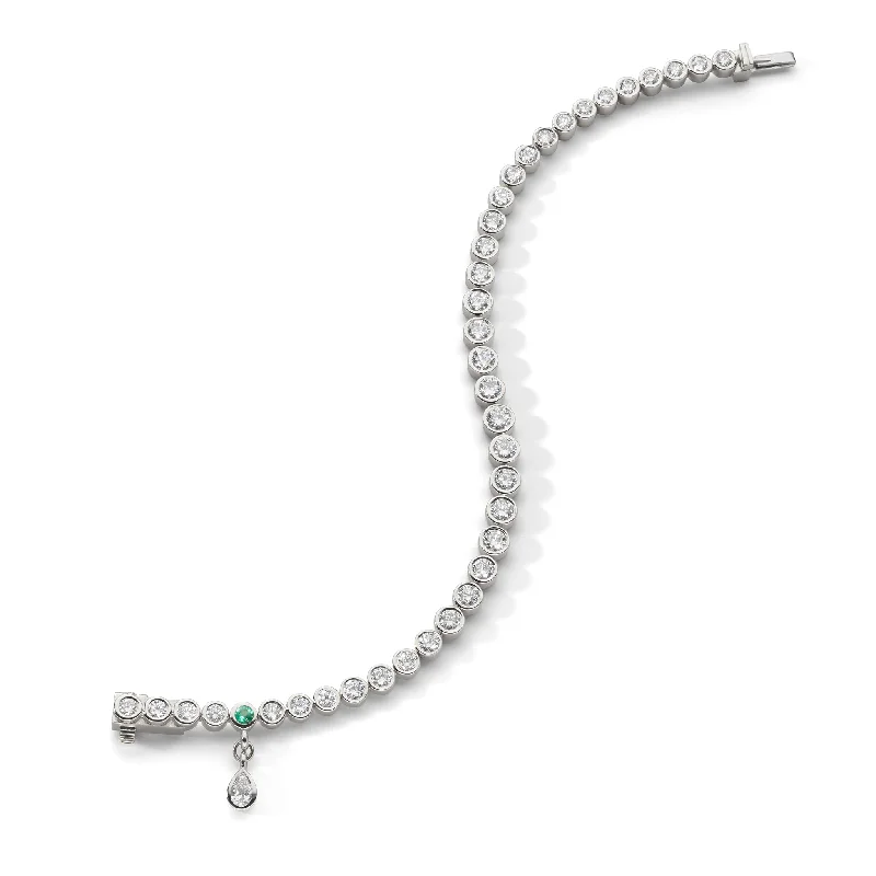 women luxury bracelets -Luxe Graduated Round Bezel Set Diamond 18K White Gold Tennis Bracelet