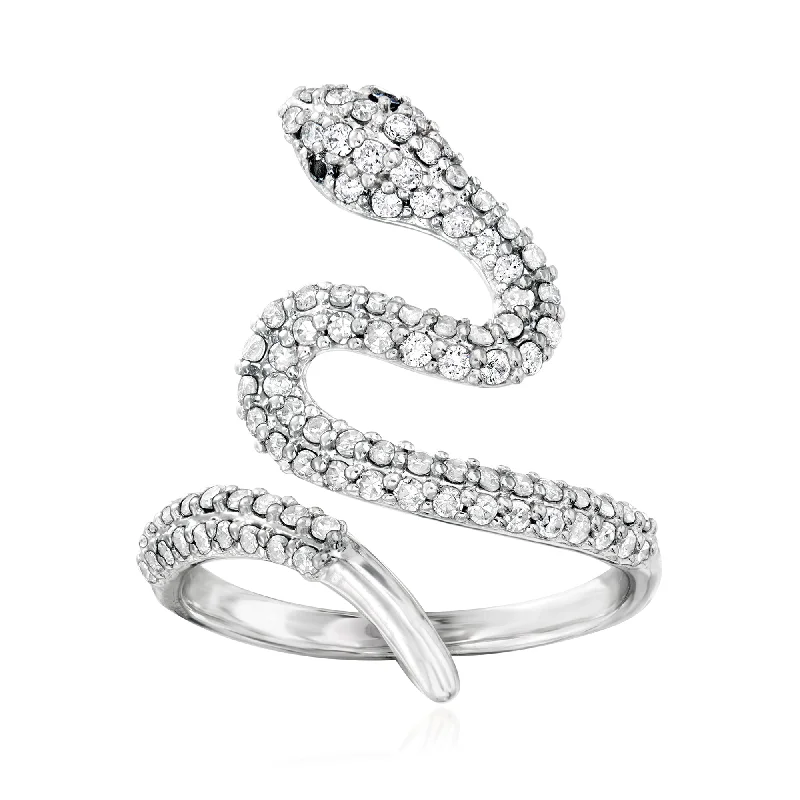 women heirloom engagement rings -Ross-Simons Diamond Bypass Snake Ring With Black Diamond Accents in Sterling Silver