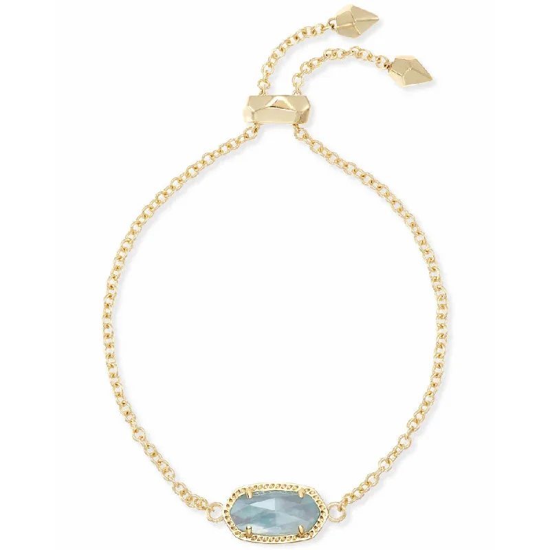 women stacking bangles -Kendra Scott Elaina Adjustable Chain Bracelet in Light Blue Illusion