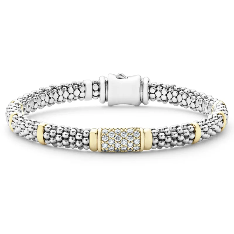 women personalized bracelets -Lagos 6mm Diamond Caviar Bracelet