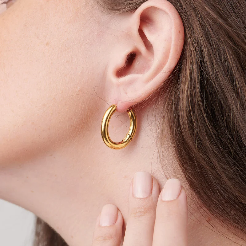 women designer hoop earrings -Oval Shape Hoop Earrings