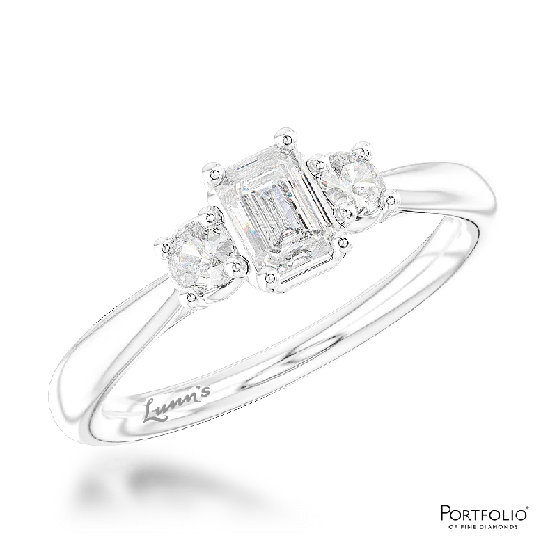 women halo rings -Three Stone 0.20ct F SI Diamond Platinum Ring