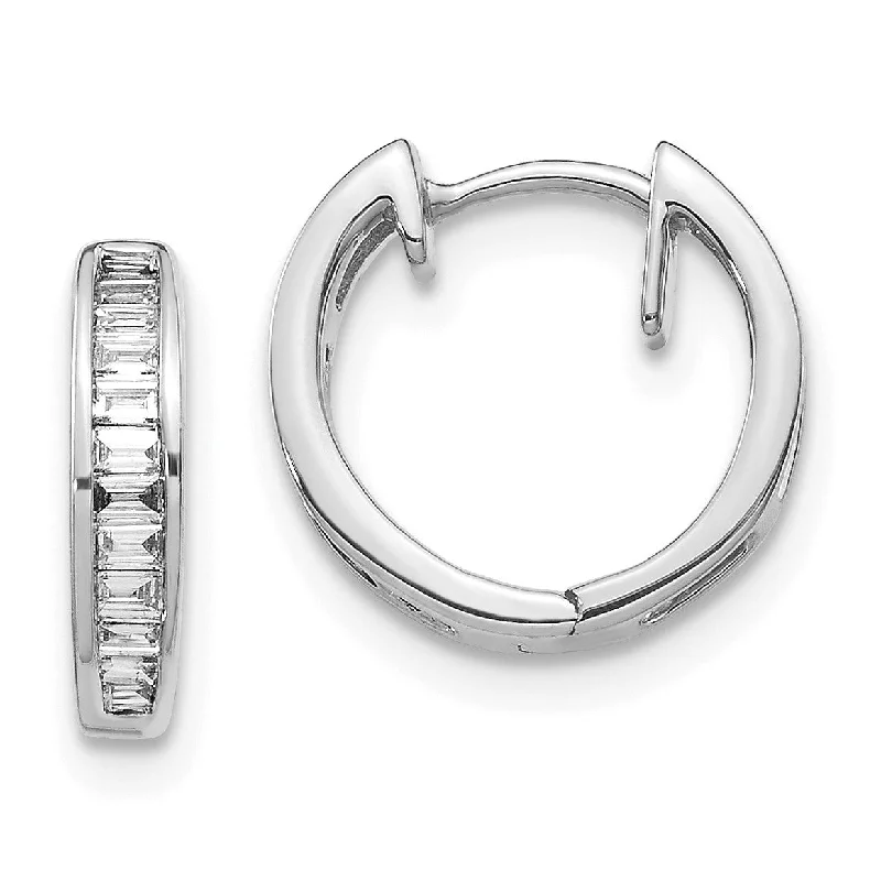 women luxury gold earrings -1/4 CTW Diamond Hoop Earrings in 14KT White Gold