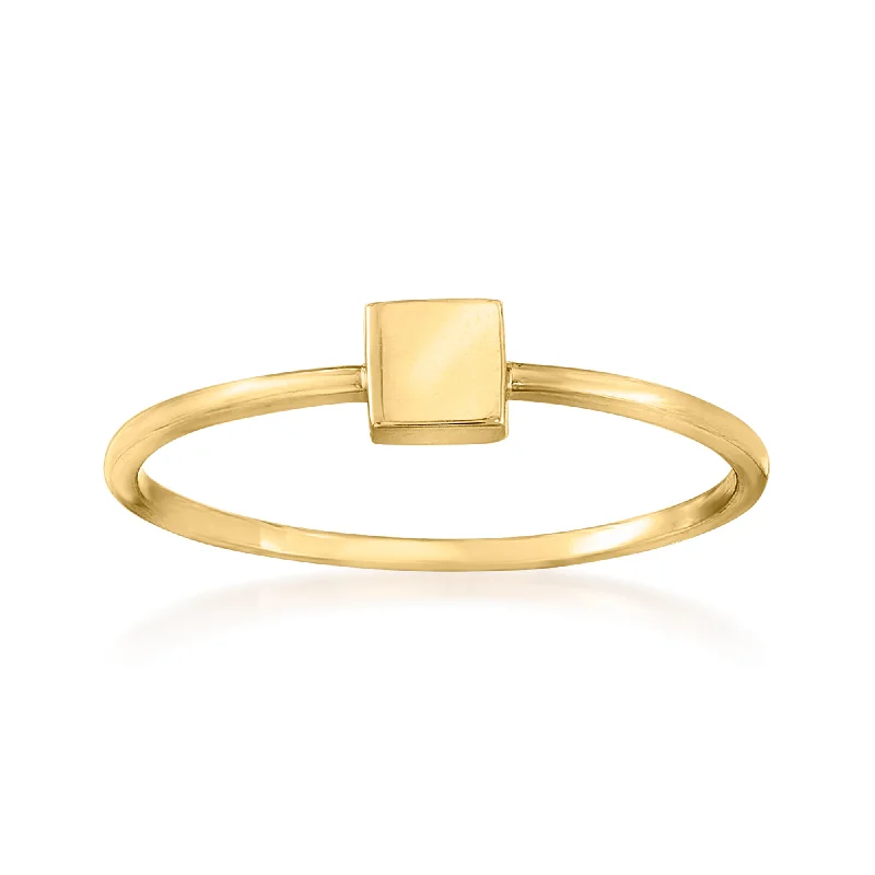 women custom-made engagement rings -Ross-Simons 18kt Yellow Gold Square Ring